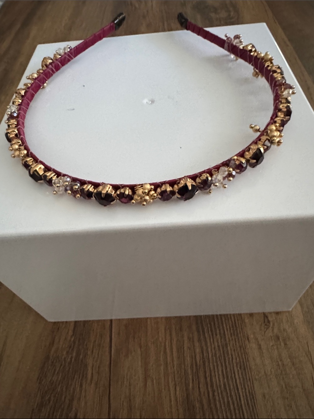 Embellished Burgundy Beaded Headband